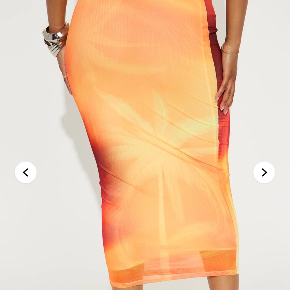 Tropic Vibe Mesh Midi Skirt - Pink/combo